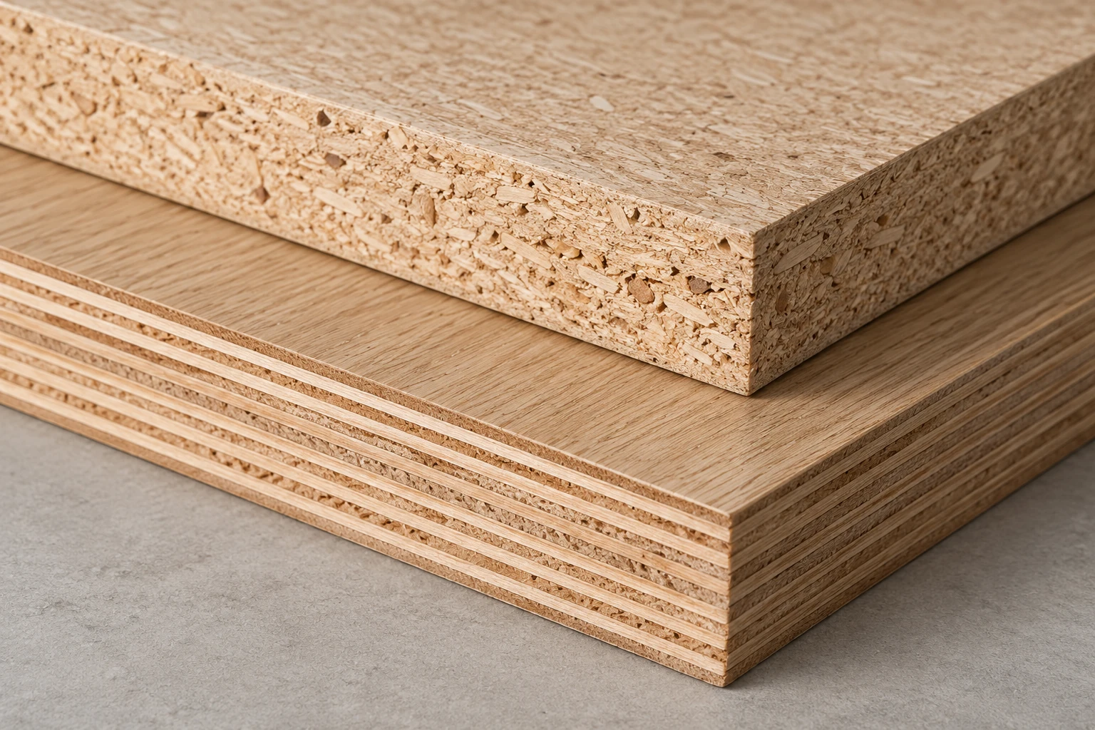 Core materials: particleboard and plywood